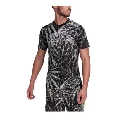 Adidas Originals Men's Adidas Plant Full Print Sports Gym Short Sleeve Black T-shirt