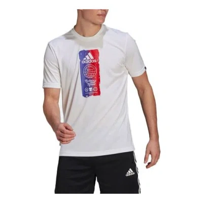 Adidas Originals Men's Adidas Printing Round Neck Short Sleeve Sports Short Sleeve White T-shirt