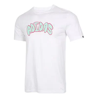 Adidas Originals Men's Adidas Printing Training Sports Short Sleeve White T-shirt