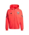 ADIDAS ORIGINALS MEN'S ADIDAS RED D.C. UNITED 2024 ANTHEM TRAVEL RAGLAN SLEEVE FULL-ZIP JACKET