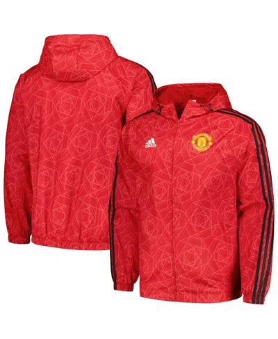 Adidas Originals Men's Adidas Red Manchester United 2023/24 Dna Raglan Full-zip Windbreaker