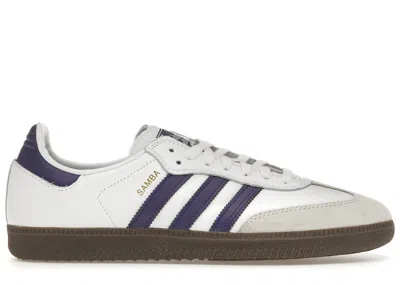 Pre-owned Adidas Originals Men's Adidas Samba Adv Sneakers In Cloud White/collegiate Purple/gold Metallic In Multi