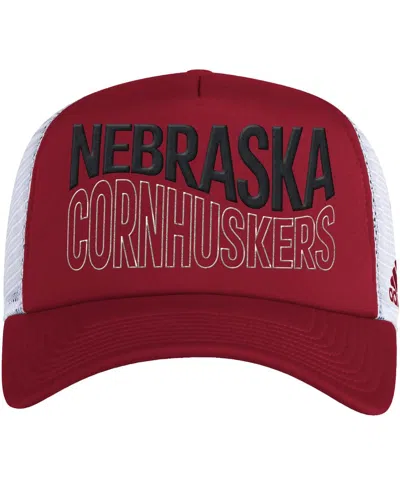 Adidas Originals Men's Adidas Scarlet And White Nebraska Huskers Wave Foam Trucker Snapback Hat In Scarlet,white