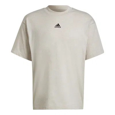 Adidas Originals Men's Adidas Small Logo Printing Solid Color Round Neck Short Sleeve Gray T-shirt In White
