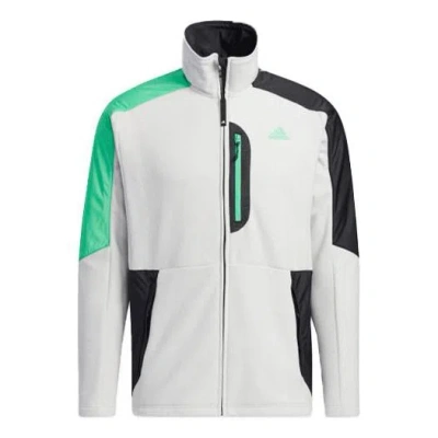 Adidas Originals Men's Adidas Snw Mid Fleece Logo Printing Contrasting Colors Sports Jacket White