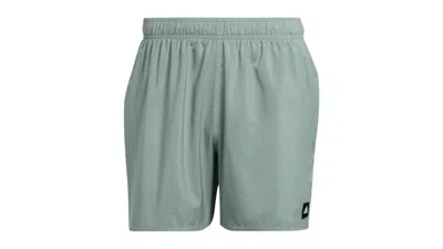 Pre-owned Adidas Originals Men's Adidas Solid Clx Shortlength Swim Shorts In Silver Green/black