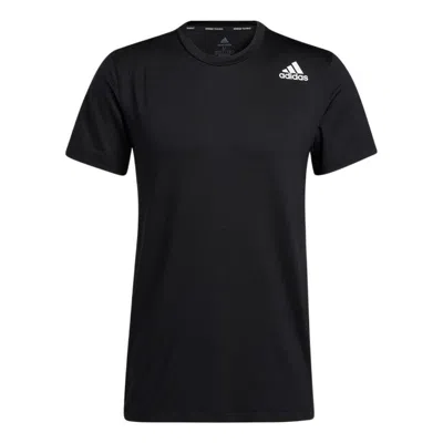 Adidas Originals Men's Adidas Solid Color Alphabet Logo Round Neck Pullover Sports Short Sleeve Black T-shirt