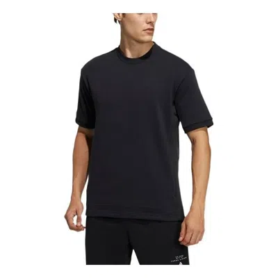 Adidas Originals Men's Adidas Solid Color Back Large Logo Alphabet Printing Short Sleeve Black T-shirt