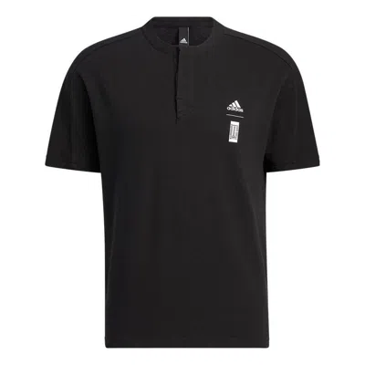 Adidas Originals Men's Adidas Solid Color Brand Logo Printing Round Neck Short Sleeve Black T-shirt
