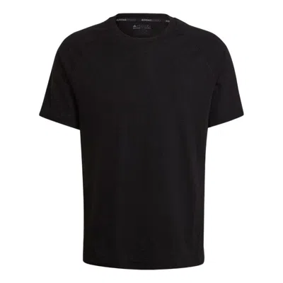 Adidas Originals Men's Adidas Solid Color Logo Alphabet Printing Round Neck Short Sleeve Black T-shirt