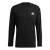 Adidas Originals Men's Adidas Solid Color Logo Micro Mark Round Neck Long Sleeves Black T-shirt In Black