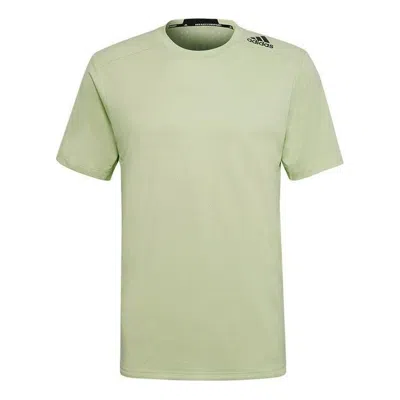 Adidas Originals Men's Adidas Solid Color Logo Printing Round Neck Short Sleeve Green T-shirt