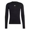 Adidas Originals Men's Adidas Solid Color Logo Slim Fit Sports Training Long Sleeves Black T-shirt In Black