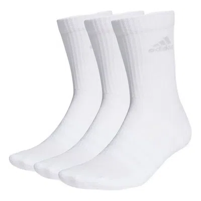 ADIDAS ORIGINALS MEN'S ADIDAS SOLID COLOR LOGO SPORTS SOCKS 3 PAIRS WHITE
