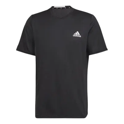 Adidas Originals Men's Adidas Solid Color Loose Sports Gym Short Sleeve Black T-shirt