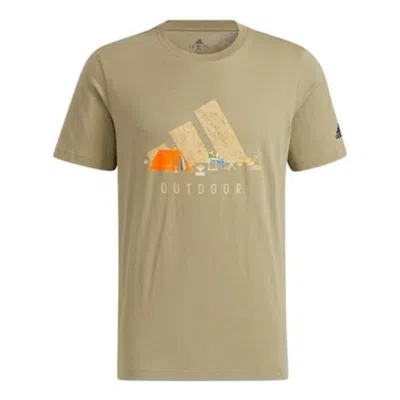Adidas Originals Men's Adidas Solid Color Round Neck Short Sleeve Green T-shirt In Neutral