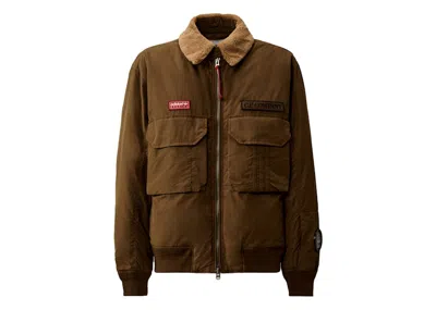 Pre-owned Adidas Originals Men's Adidas Spzl X C.p. Company Flatt Nylon Flying Jacket In Carafe Brown