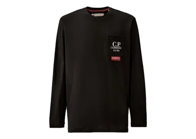 Pre-owned Adidas Originals Men's Adidas Spzl X C.p. Company Solid Single Organic Jersey Longsleeve Pocket T-shirt In Black