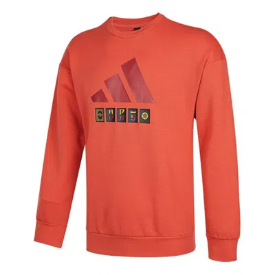 Adidas Originals Men's Adidas St Story Sweat Large Logo Printing Sports Round Neck Pullover Orange Red