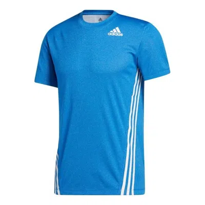 Adidas Originals Men's Adidas Stripe Logo Sports Gym Short Sleeve Blue T-shirt