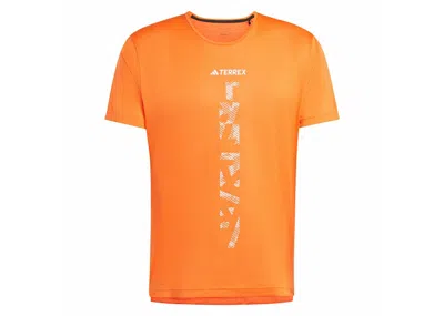 Pre-owned Adidas Originals Men's Adidas Terrex Agravic Trail Running Tee Shirt In Semi Impact Orange/white In Multi