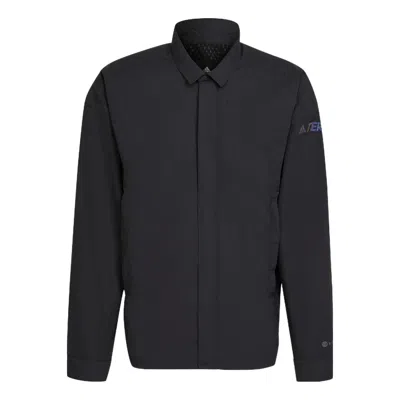 Adidas Originals Men's Adidas Terrex C Myshelter W.r Colorful Logo Stripe Printing Lapel Jacket Black