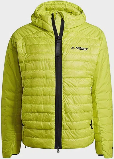 Pre-owned Adidas Originals Men's Adidas Terrex Myshelter Down Jacket Lightweight Hooded Yellow Coat