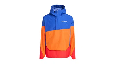 Pre-owned Adidas Originals Men's Adidas Terrex Xploric .5l Climaproof Anorak In Jacket Semi Lucid Blue/semi Impact Orange/pure 