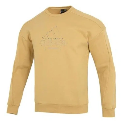 Adidas Originals Men's Adidas Th Mh Crew Sports Solid Color Casual Round Neck Khaki In Brown