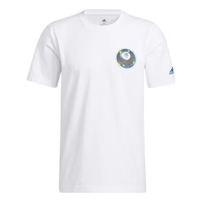 Adidas Originals Men's Adidas Tmac Tee 8 Pattern Printing Round Neck Pullover Short Sleeve White T-shirt