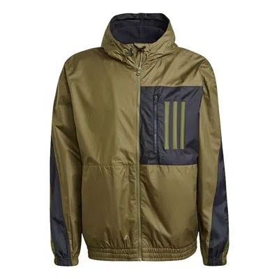 Adidas Originals Men's Adidas Training Sports Running Woven Hooded Jacket Olive In Green