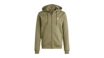 Pre-owned Adidas Originals Men's Adidas Trefoil Essentials Fullzip Hoodie In Olive Strata