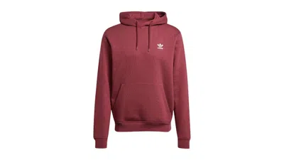 Pre-owned Adidas Originals Men's Adidas Trefoil Essentials Hoodie In Shadow Red