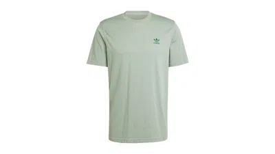 Pre-owned Adidas Originals Men's Adidas Trefoil Essentials Tee Shirt In Silver Green