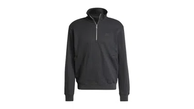 Pre-owned Adidas Originals Men's Adidas Trefoil Essentials Waffle 1/zip Sweatshirt In Black