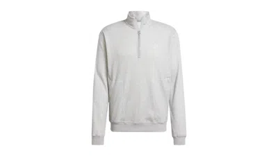 Pre-owned Adidas Originals Men's Adidas Trefoil Essentials Waffle 1/zip Sweatshirt In Medium Grey Heather In Gray