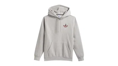 Pre-owned Adidas Originals Men's Adidas Trefoil Torch Hoodie In Medium Grey Heather/red In Multi