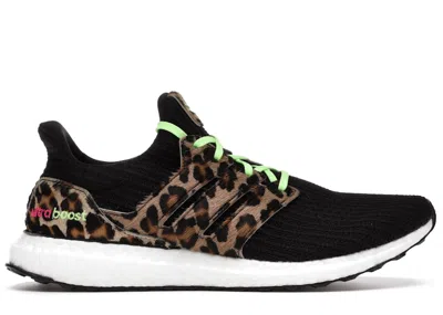Pre-owned Adidas Originals Men's Adidas Ultra Boost Dna Leopard Sneakers In Core Black/signal Green