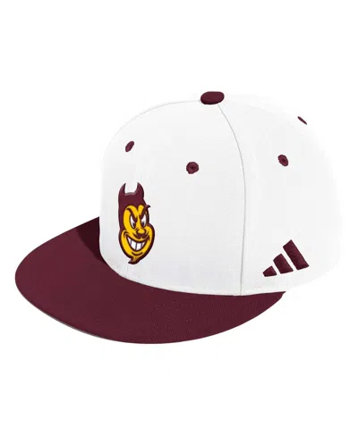Adidas Originals Men's Adidas White Arizona State Sun Devils On-field Baseball Fitted Hat In White,maroon
