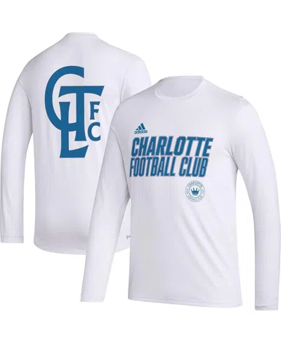Adidas Originals Men's Adidas White Charlotte Fc Jersey Hook Aeroready Long Sleeve T-shirt