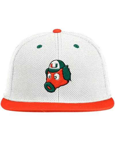 Adidas Originals Men's Adidas White, Orange Miami Hurricanes Miami Maniac On-field Baseball Fitted Hat In White,orange