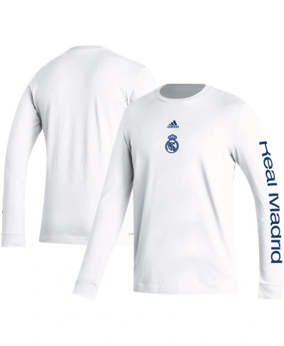 Adidas Originals Men's Adidas White Real Madrid Team Crest Long Sleeve T-shirt