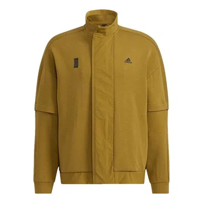 Adidas Originals Men's Adidas Wj Kn Mid Martial Arts Series Logo Sports Jacket Earthy Yellow In Brown