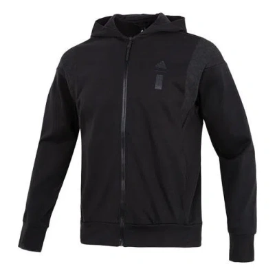 Adidas Originals Men's Adidas Wj Prem Kn Jkt Athleisure Casual Sports Hooded Solid Color Jacket Black