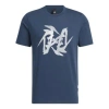 Adidas Originals Men's Adidas Wj T Gfx Martial Arts Series Word Printing Round Neck Short Sleeve Navy Blue T-shirt