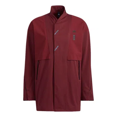 Adidas Originals Men's Adidas Wj Xia Long Jkt Martial Arts Series Logo Mid-length Stand Collar Sports Jacket Brick Re In Burgundy