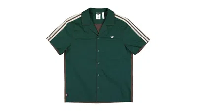 Pre-owned Adidas Originals Men's Adidas X Clot Bowling Shirt In Dark Brown