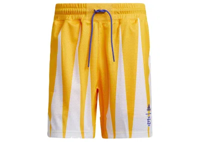 Pre-owned Adidas Originals Men's Adidas X Eric Emanuel Hoops Summer Essentials Shorts In Solar Gold