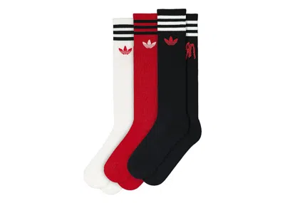 Pre-owned Adidas Originals Men's Adidas X Korn Socks (set Of 3) In White/black/better Scarelet Red