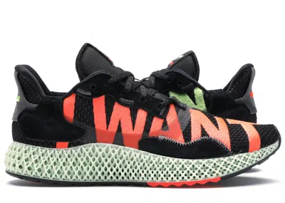 Pre-owned Adidas Originals Men's Adidas Zx 4000 4d I Want I Can Black Sneakers In Core Black/solar Red/aero Green